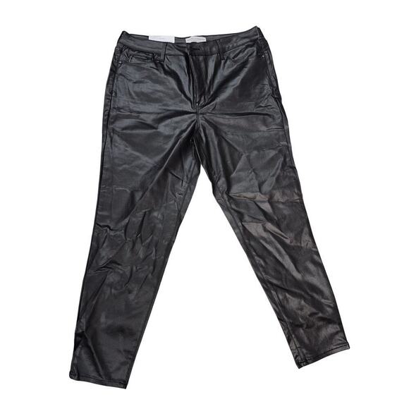 NWT Social Standard by Sanctuary Black Ankle Skinny Coated Pants Sz 14 - Picture 2 of 7